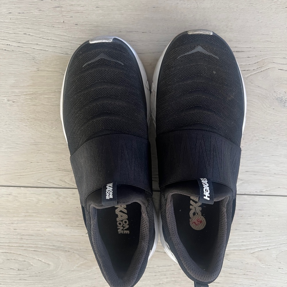 Hoka Black and White Athletic Shoes Sleek Design